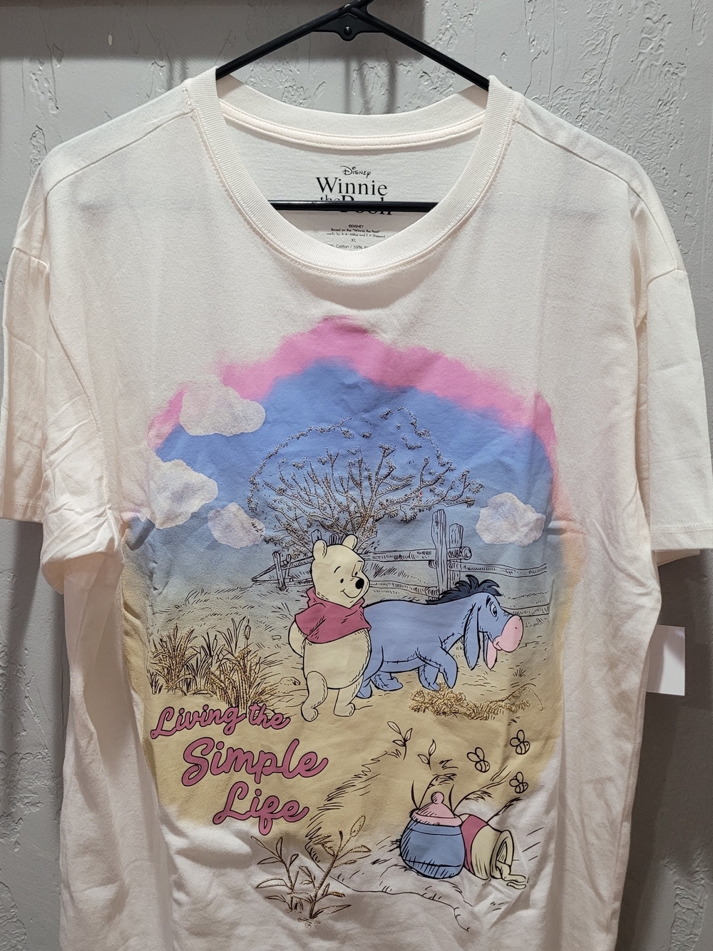 Disney Winnie the Pooh Graphic Tee - Cream, Pink, Blue, Purple
